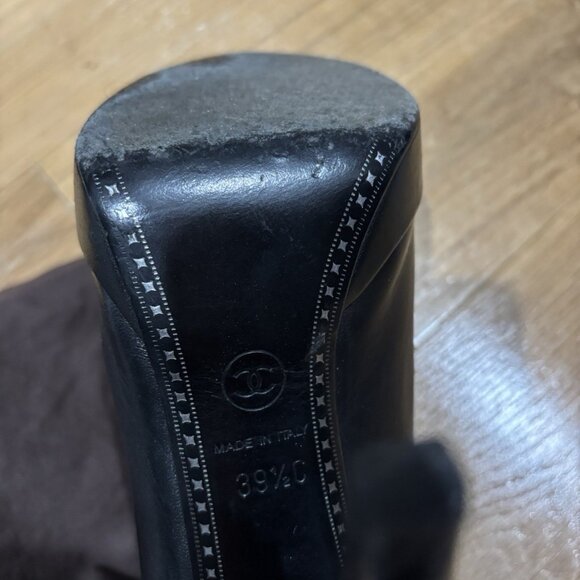 CHANEL Black Women Pump Heel Black Leather - Picture 6 of 6